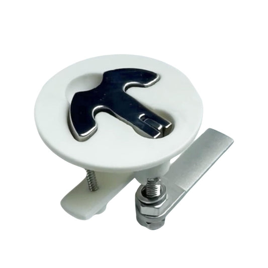 Marine City Nylon White Round Hatch Flush Pull Stem Latch – 316 Stainless Steel