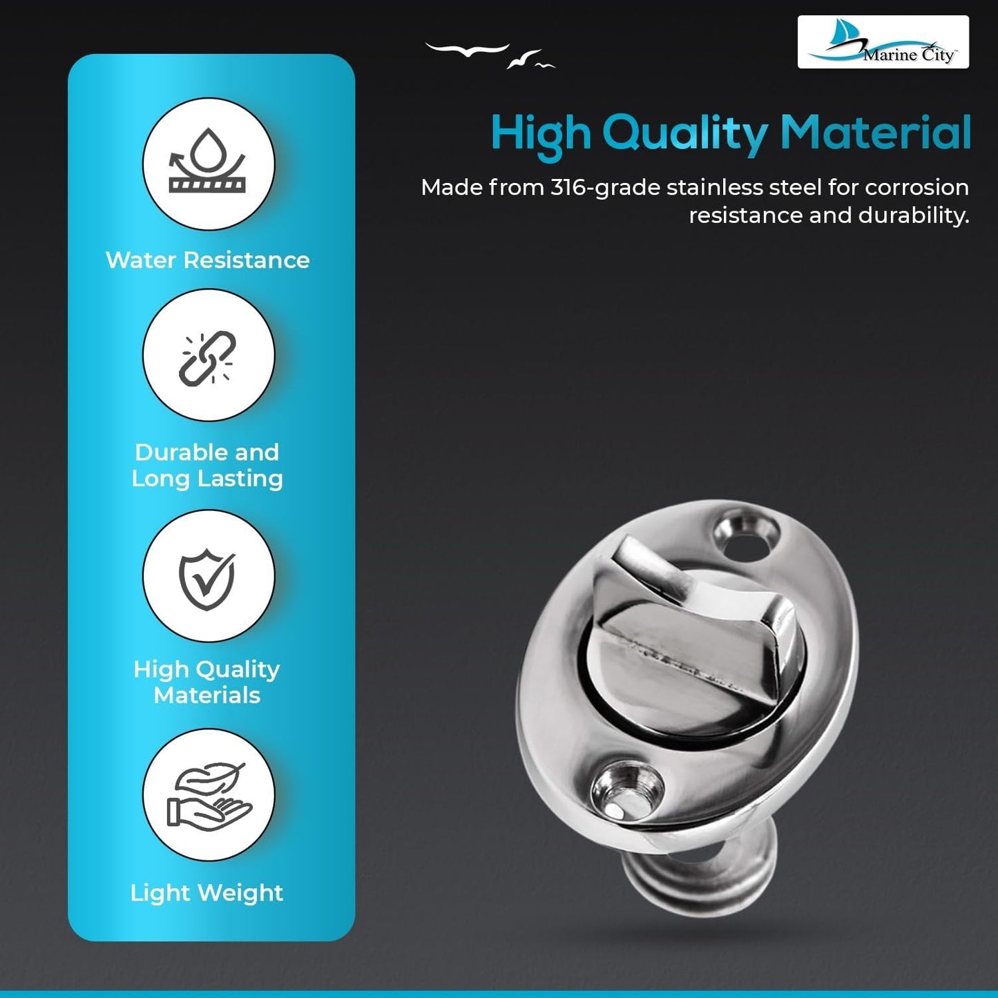 Marine City 316 Stainless Steel Waterproof Oval Drain Plug – Fits 1" Hole Marine City Hardware