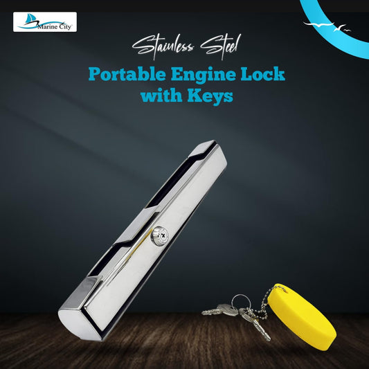 Marine City 304 Stainless Steel Portable Outboard Engine Lock with Keys – Strong