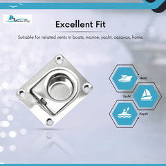 Marine City Mango de elevación empotrado rectangular de acero inoxidable de 2-9/16