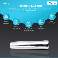 Marine City Aluminum Flared White Vinyl Insert Weld-On Rod Holder L: 10” Dia.:1-7/8” (2PCS)