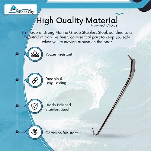 Marine City 30” Stainless Steel Oval Tube Boat Handrail with Flange & Studs MARINE CITY