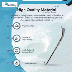 Marine City 30” Stainless Steel Oval Tube Boat Handrail with Flange & Studs