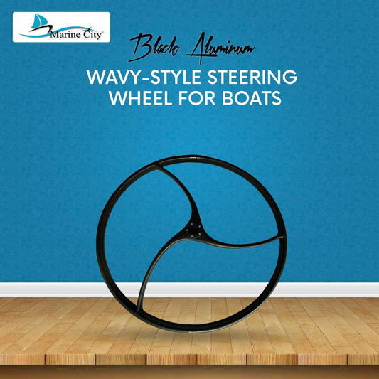 MARINE CITY 925mm Carbon Fiber Steering Wheel – Wavy 3 Spoke Design, UV-Coated