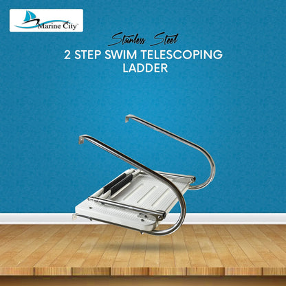 Marine City 304 Stainless Steel Anti-Slip 2-Step Telescoping Swim Ladder