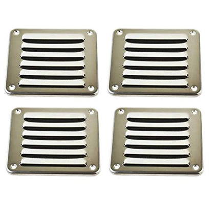 MARINE CITY Rectangle Stamped Louvered Vent – 316 Stainless Steel, 4-13/16” × 5” MARINE CITY