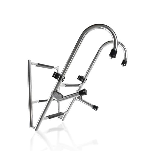 MARINE CITY 2-Step Folding Dock Ladder – 304 Stainless Steel, Anti-Slip