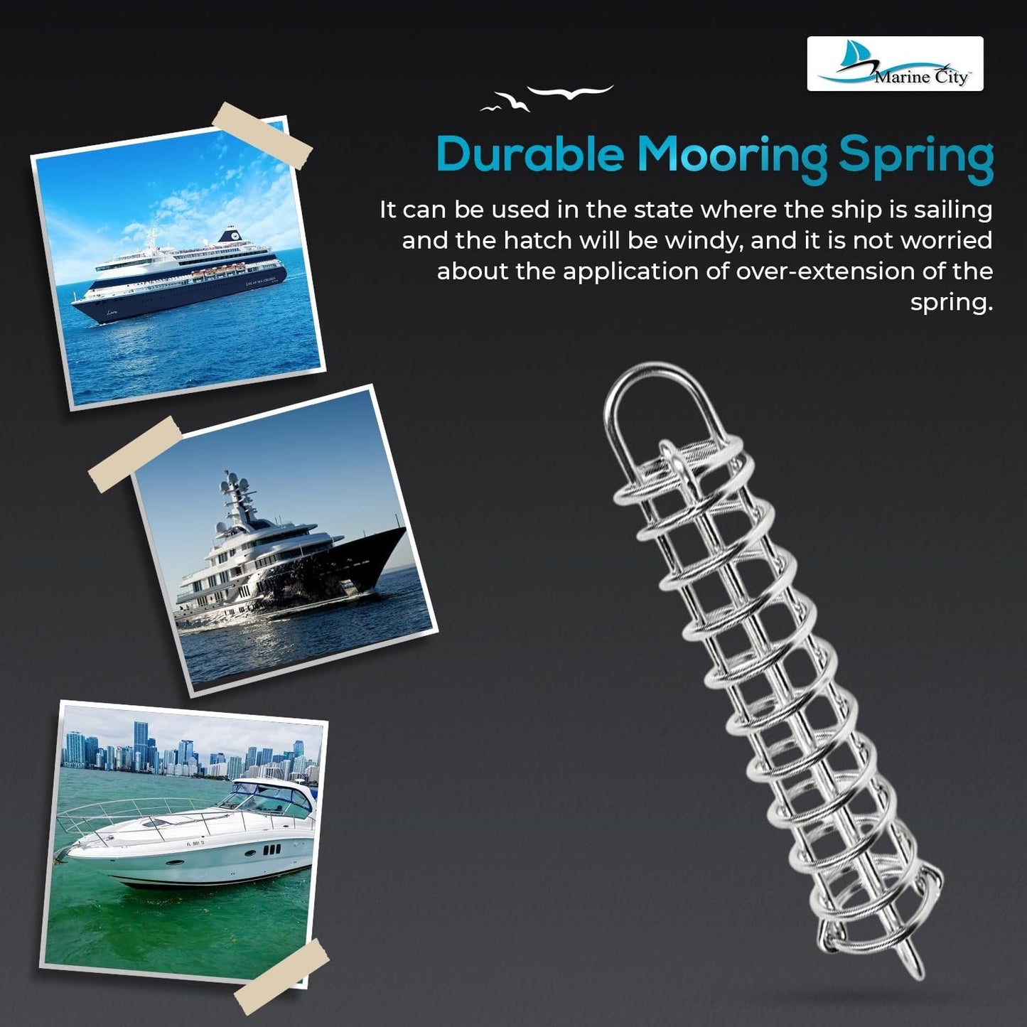 Marine City Boat Anchor Dock Line Mooring Spring – 304 Stainless Steel,13-3/16" Marine City