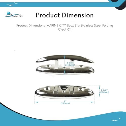 Marine City 6-Inch Rope Folding Cleat – Heavy-Duty Stainless Steel Flip-Up Cleat