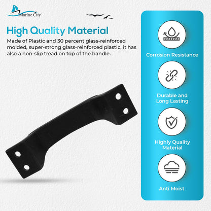 Marine City Black Plastic Transom Step Handle – 6-3/8” Width, Glass-Reinforced