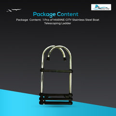 Marine City 4-Step Stainless Steel Telescoping Ladder – Removable Gunwale Hook