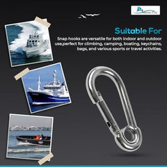 Marine City Carabiner Clip Snap Hook with Ring – 2-3/8 Inch 316 Stainless Steel