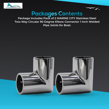 MARINE CITY 90° Elbow Two-Way Connector 304 Stainless Steel (Pack of 2)