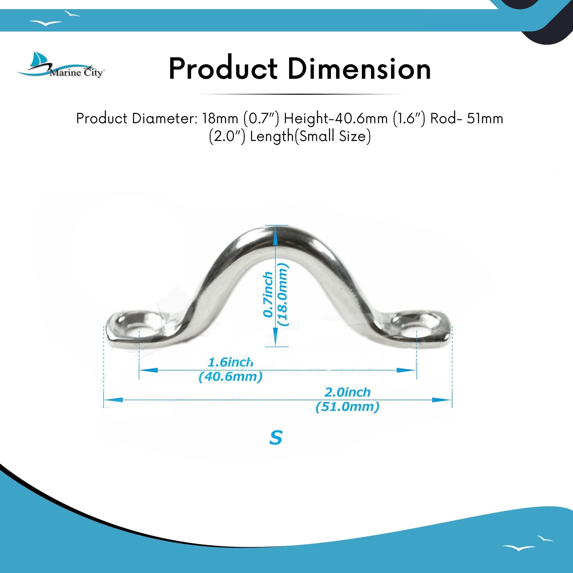Marine City 304 Stainless Steel Bimini Boat Top Pad Eye – Sturdy & Durable Marine City Hardware
