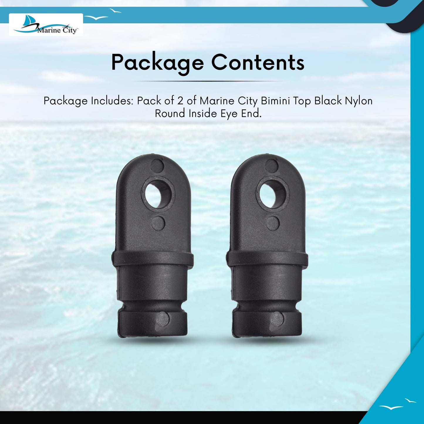 Marine City Black Nylon Bimini Top Eye End Cap - Round Inside Eye End Marine City Hardware