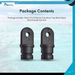 Marine City Black Nylon Bimini Top Eye End Cap - Round Inside Eye End