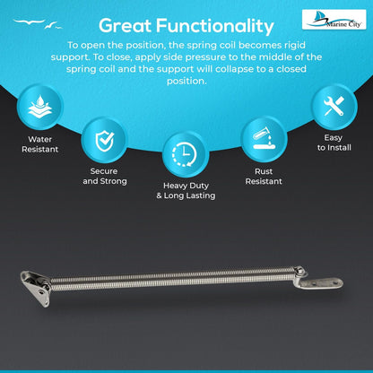 Marine City Ajustador de resorte de escotilla de servicio pesado marino de acero inoxidable 304 con perno en U y placa en forma de L 8-7/16"(214,0 mm)