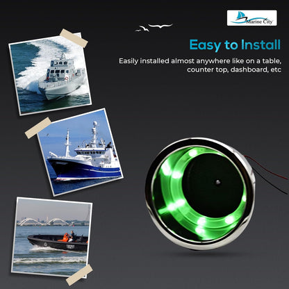 Marine City Portavasos de acero inoxidable con 8 LED, color verde, con drenaje para barco, RV, mesa de póquer, encimera, tablero