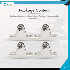 MARINE CITY Bimini Top Deck Hinge with Removable Pin 316 Stainless Steel (4 Pcs)