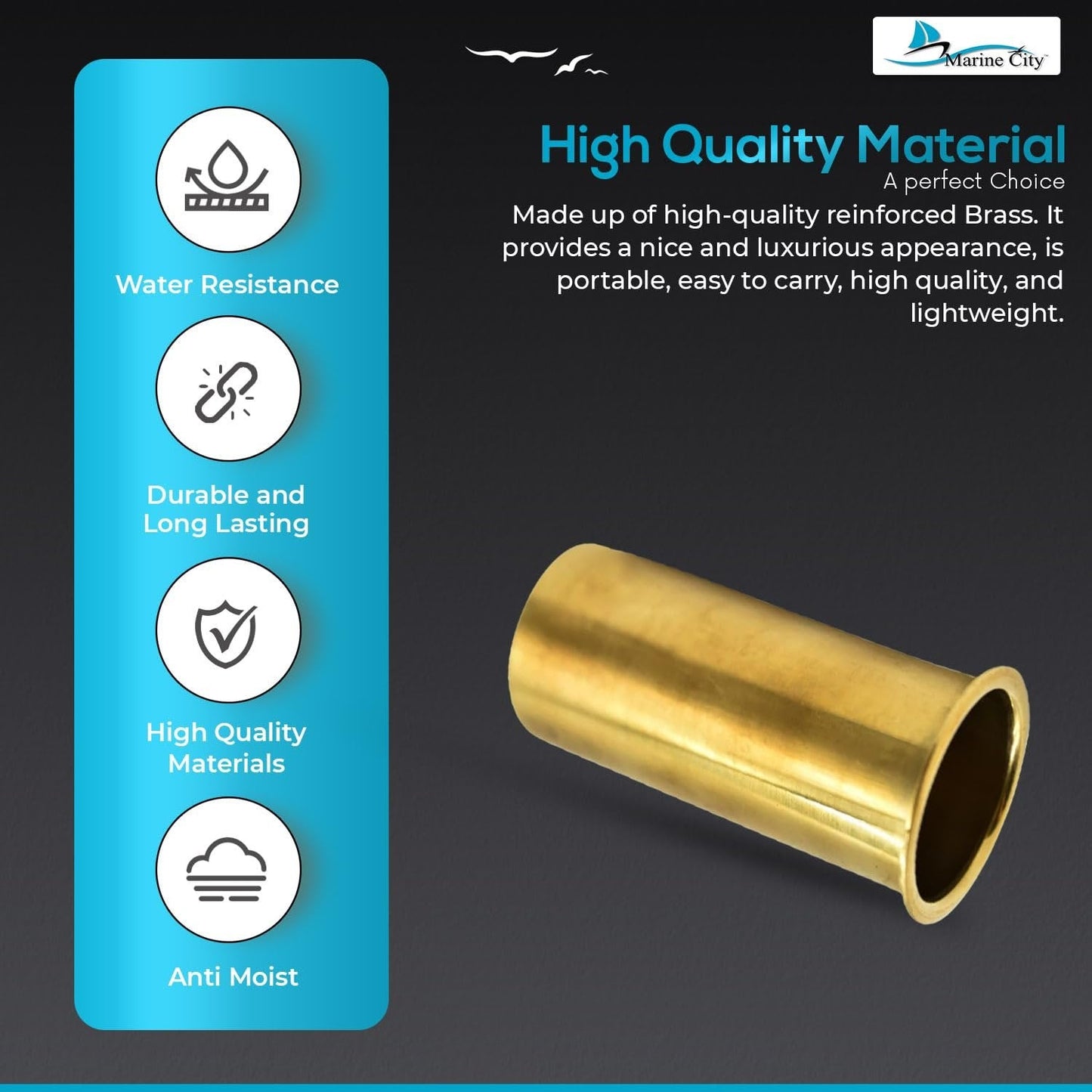 Marine City Brass Drain Tube – Corrosion-Resistant, Smooth & Functional, 3” x 1” Marine City Hardware