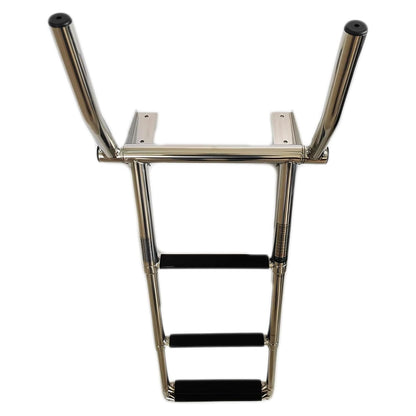 MARINE CITY 316 Grade Stainless Steel 4-Step Over Platform Telescoping Ladder with Retractable Handle