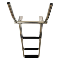MARINE CITY 316 Grade Stainless Steel 4-Step Over Platform Telescoping Ladder with Retractable Handle