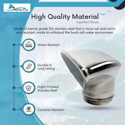 Marine City 3-Inch Rounded Trapezoidal White Cowl Vent – 316 Stainless Steel