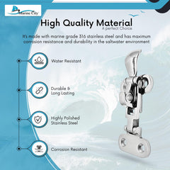 Marine City 316 Abrazadera de sujeción de pestillo antisonajero para escotilla de casillero marino de barco de acero inoxidable