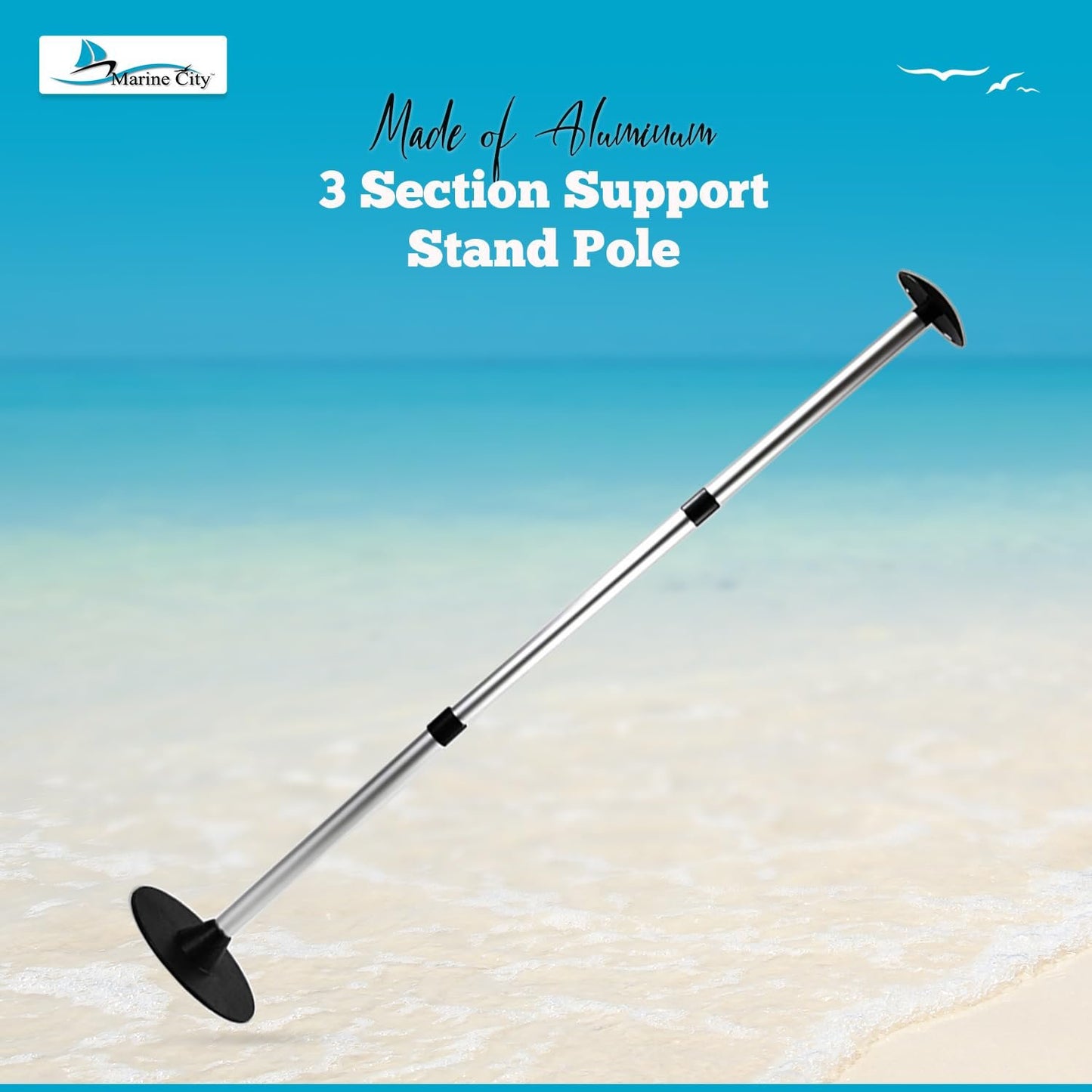 Marine City Aluminum Telescoping Boat Cover Support Pole – 3 Section Adjustable
