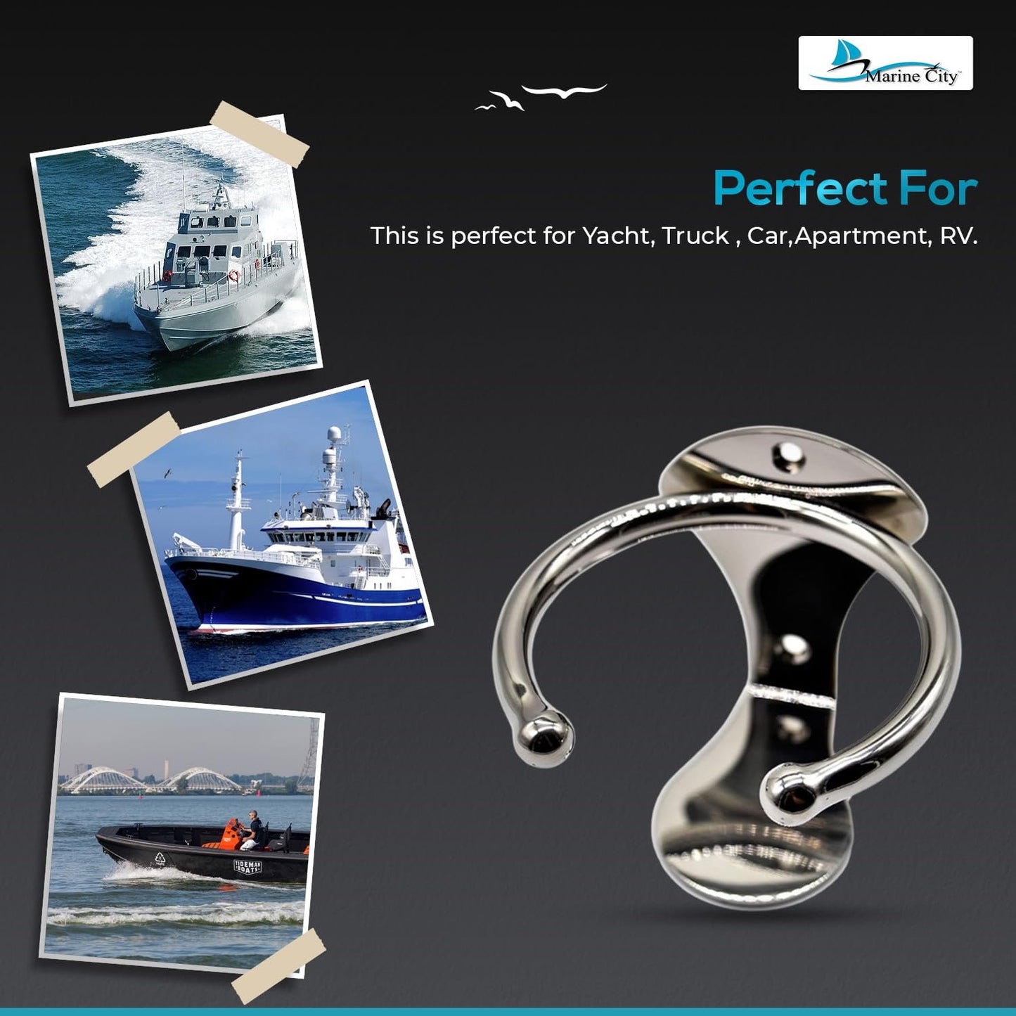 Marine City 304 Stainless Steel Boat Ring Cup Holder, Rust Resistant (Pack of 2)