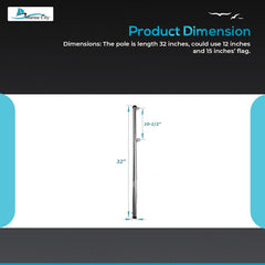 Marine City 316 Stainless Steel Rail Mount Flag Staff Pole – 32 Inches