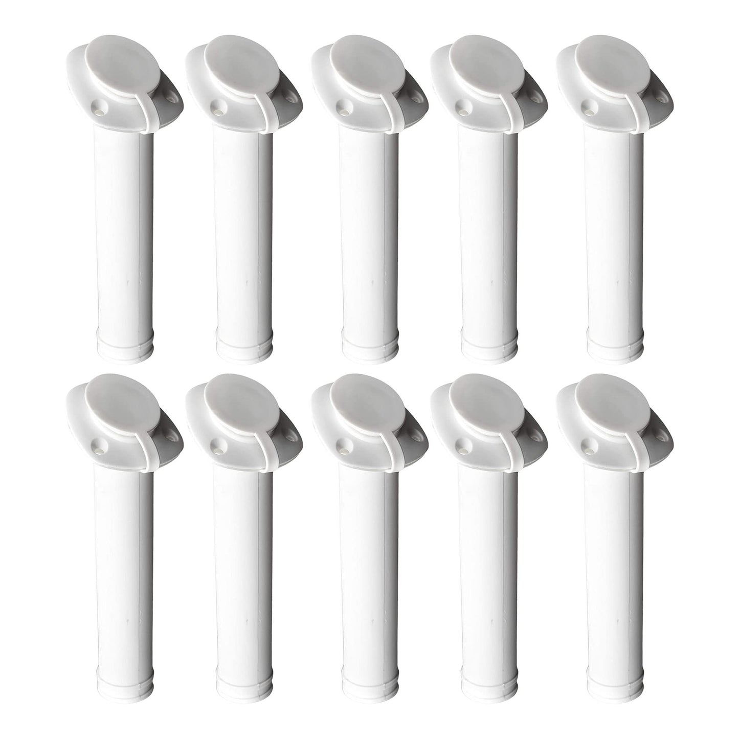 MARINE CITY White Nylon Flush Mount Rod Holder – UV Stabilized 30° (Pack of 10)