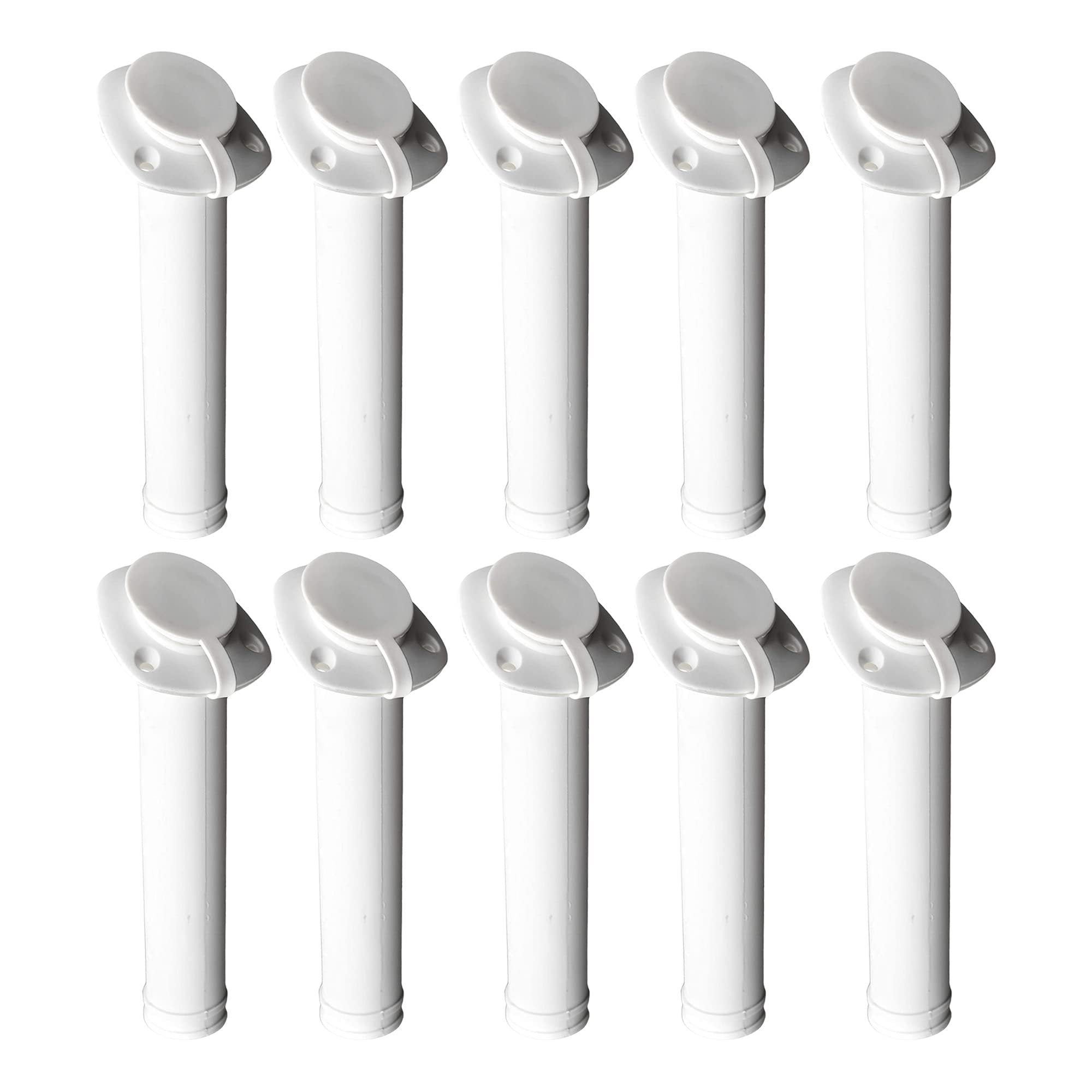 MARINE CITY White Nylon Flush Mount Rod Holder – UV Stabilized 30° (Pack of 10)