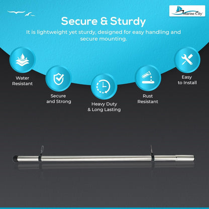 Marine City 30” 304 Stainless Steel Flagpole – 7/8” Diameter with 1” Socket End MARINE CITY