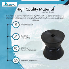 Marine City Black PU Bow Roller 3 Inch Anchor Roller Replacement, Shock Absorbing
