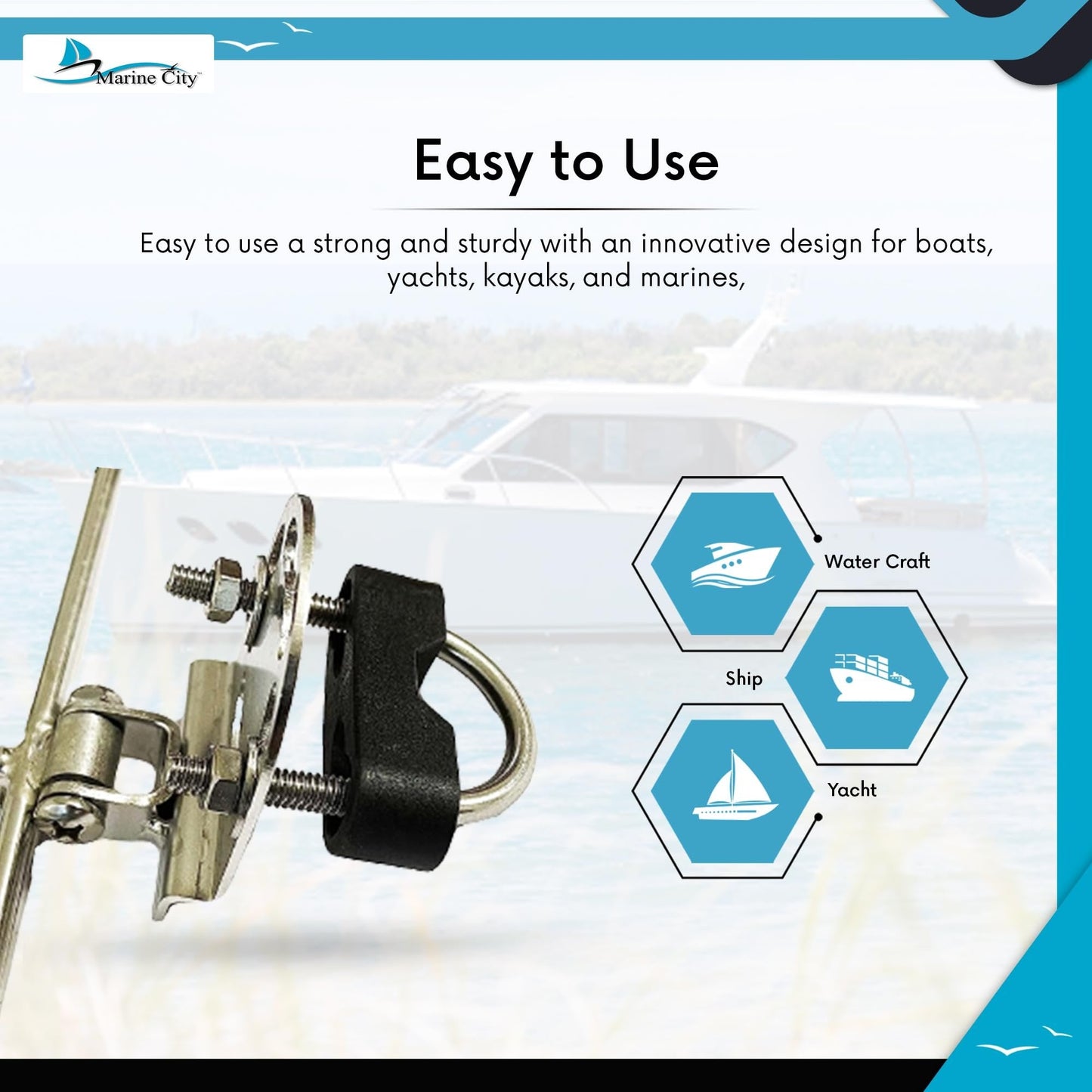 Marine City Boat Fender Holder Bracket Adapters – Stainless Steel (Pack of 2) MARINE CITY