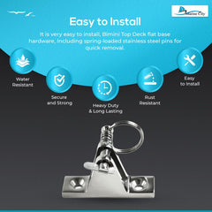 MARINE CITY 90° Bimini Top Hinge with Quick-Release Pin Stainless Steel (4 Pcs)