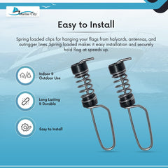 Marine City Antenna Halyard & Outrigger Flag Clips 304 Stainless Steel (2 Pcs)