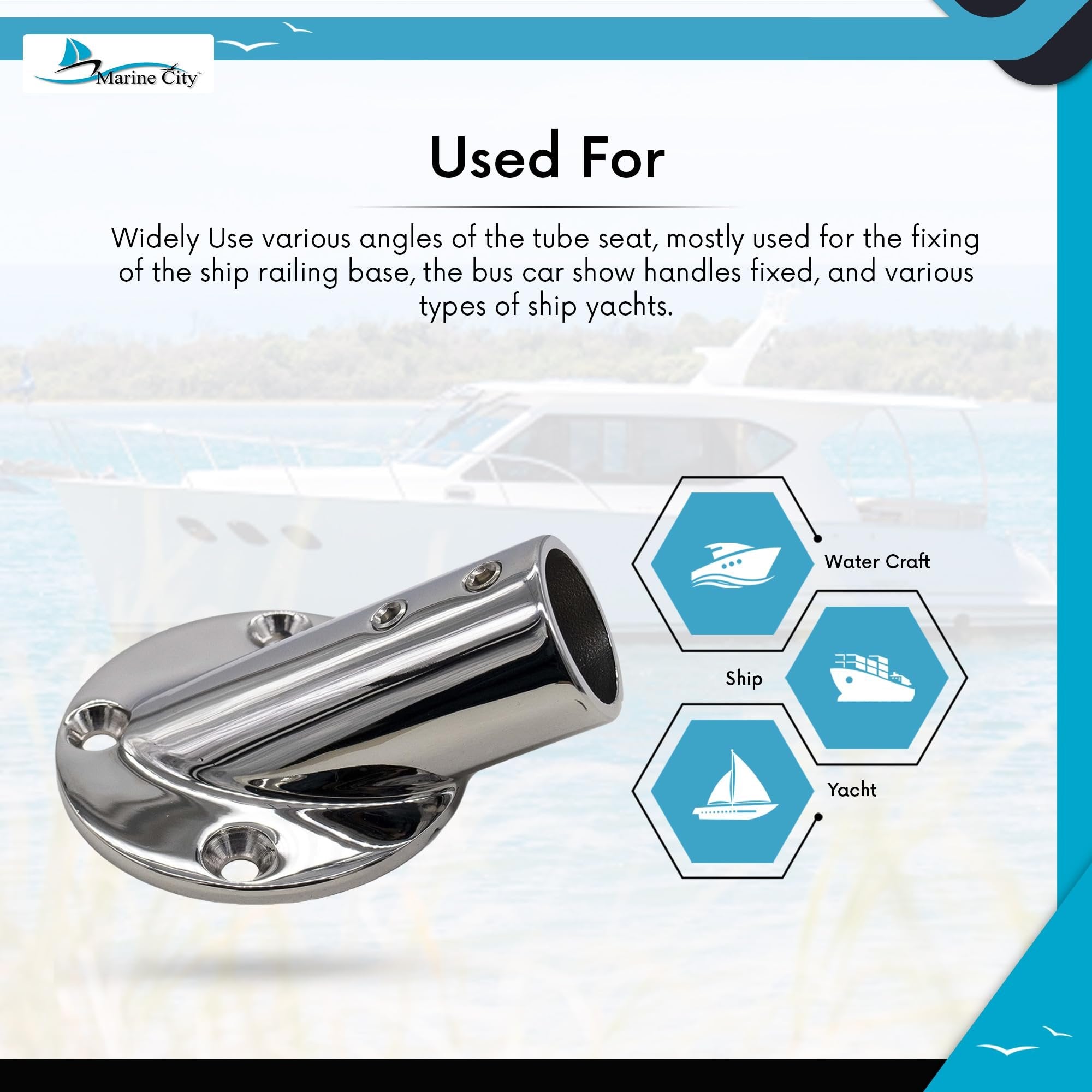 30° Boat Hand Railing Round Base Stainless Steel - Marine City – Marine ...
