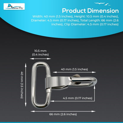 Marine City Stainless Steel Rectangular Buckle with Snap Hook – Heavy-Duty MARINE CITY