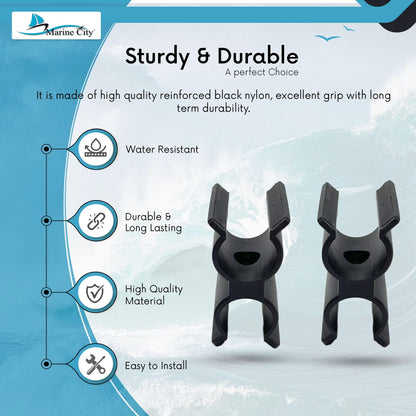 Marine City Black Nylon Bimini Pole & Ladder Clips – 7/8"-1" Tubing (Pack of 2)