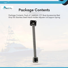 Marine City Boat Accessories Best Grip Soporte de escotilla de acero inoxidable 316, soporte de tapa ajustador, resorte ligero para yates, barcos, caravanas, escotillas, puertas y ventanas (7/8 x 14 pulgadas)