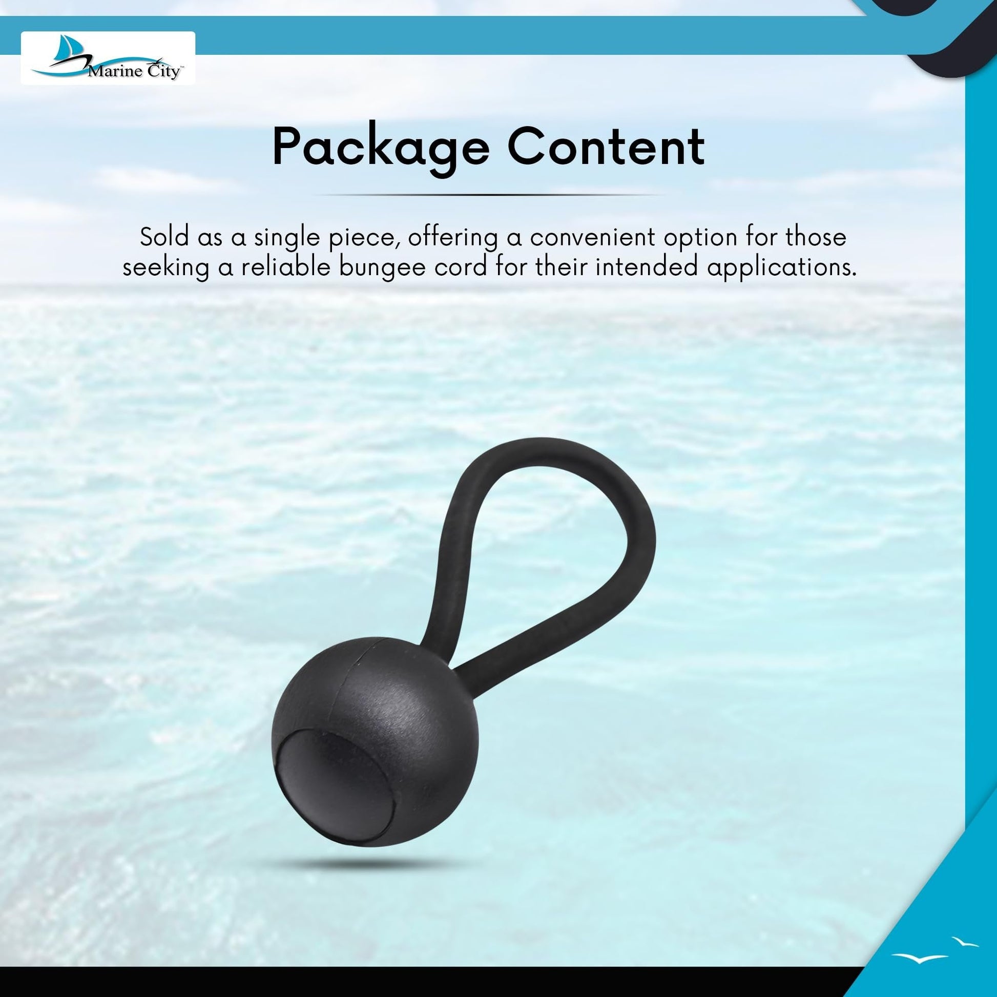 Marine City Polyethylene Black Ball Bungee Cord for 2-Step Telescoping Ladder Marine City Hardware