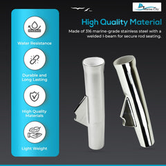 Marine City 316 Stainless Steel Flared Weld-On Rod Holder – Corrosion-Resistant