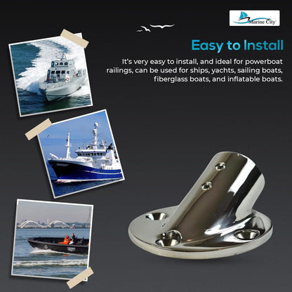 Marine City 316 Stainless Steel Boat Hand Railing Fittings – 1” Round Base Marine City