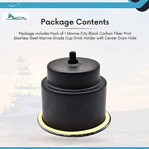 Marine City Black Carbon Fiber Print Stainless Steel Cup Drink Holder MARINE CITY