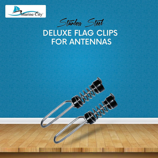 Marine City Deluxe Antenna Flag Clips – 304 Stainless Steel 2-7/8” (Pack of 2) Marine City