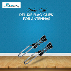 Marine City Deluxe Antenna Flag Clips – 304 Stainless Steel 2-7/8” (Pack of 2)