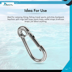 Marine City 316 Stainless-Steel 4” Carabiners/Clip Snap Hook with Ring for Sailing, Fishing, Hiking