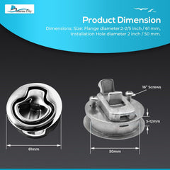 Marine City Round Flush Pull Slam Latch 2 Inch 316 Stainless Steel Flush Handle